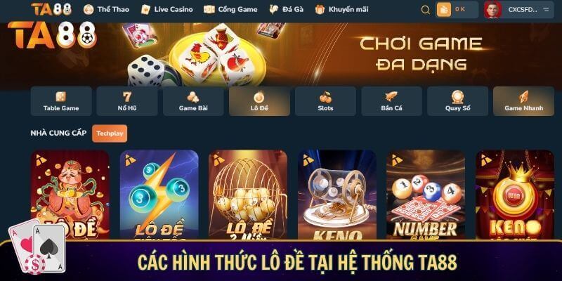 Các hình thức lô đề tại hệ thống TA88